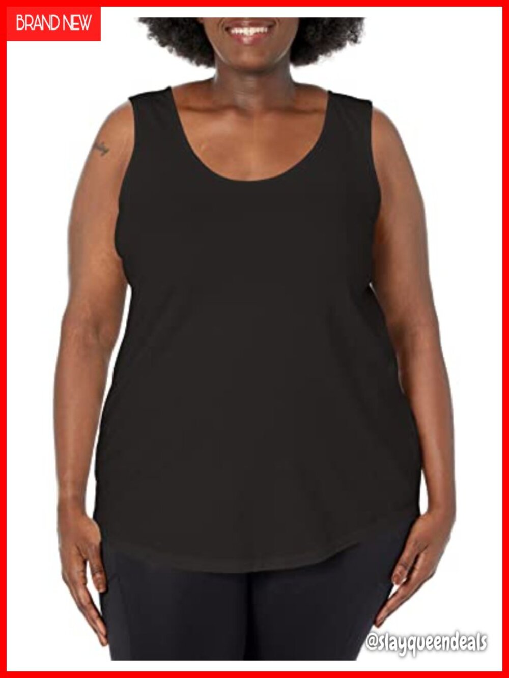 Just My Size Womens Plus Size Cotton Jersey Shirttail Tank Top Sleeveless